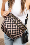 Leena Double Zipper Crossbody Bag | Mocha/Black