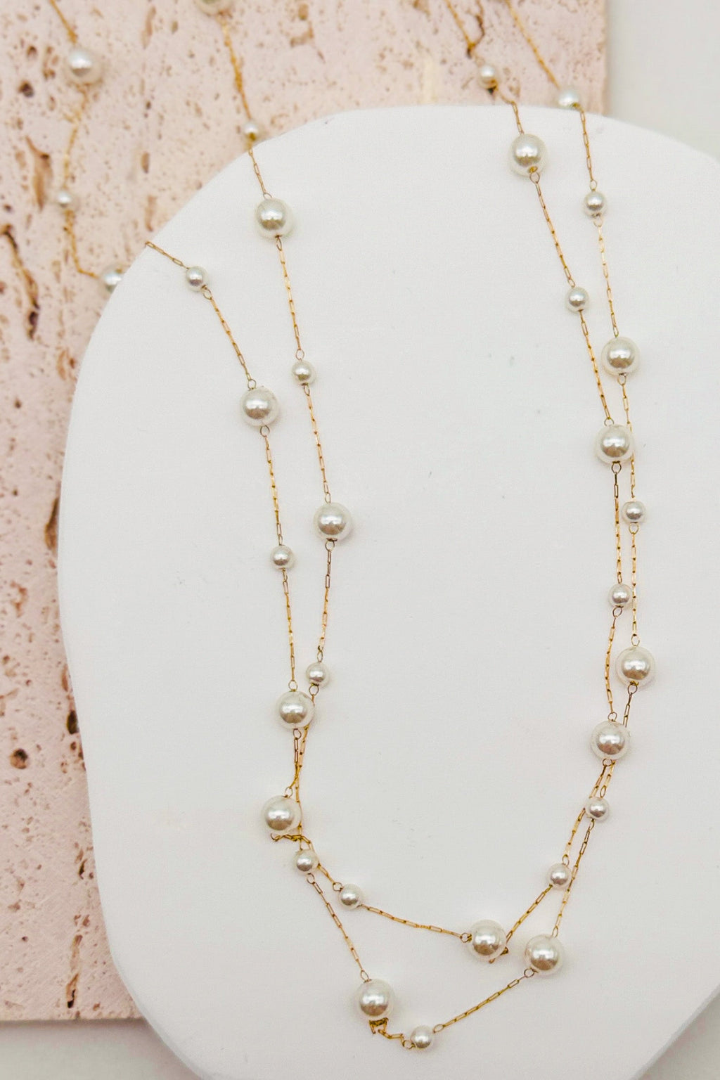 Floating Pearl Doubled Necklace