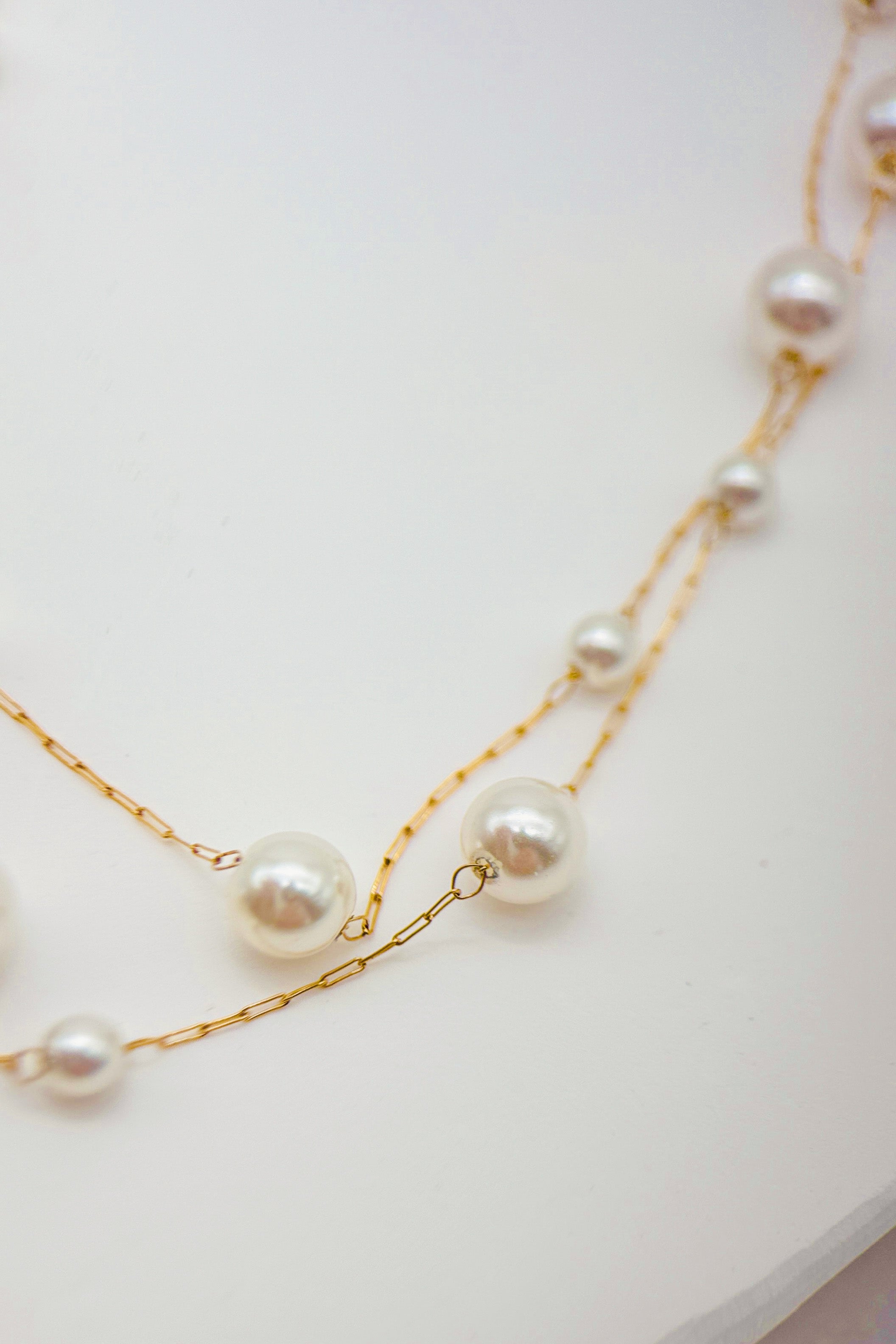 Floating Pearl Doubled Necklace