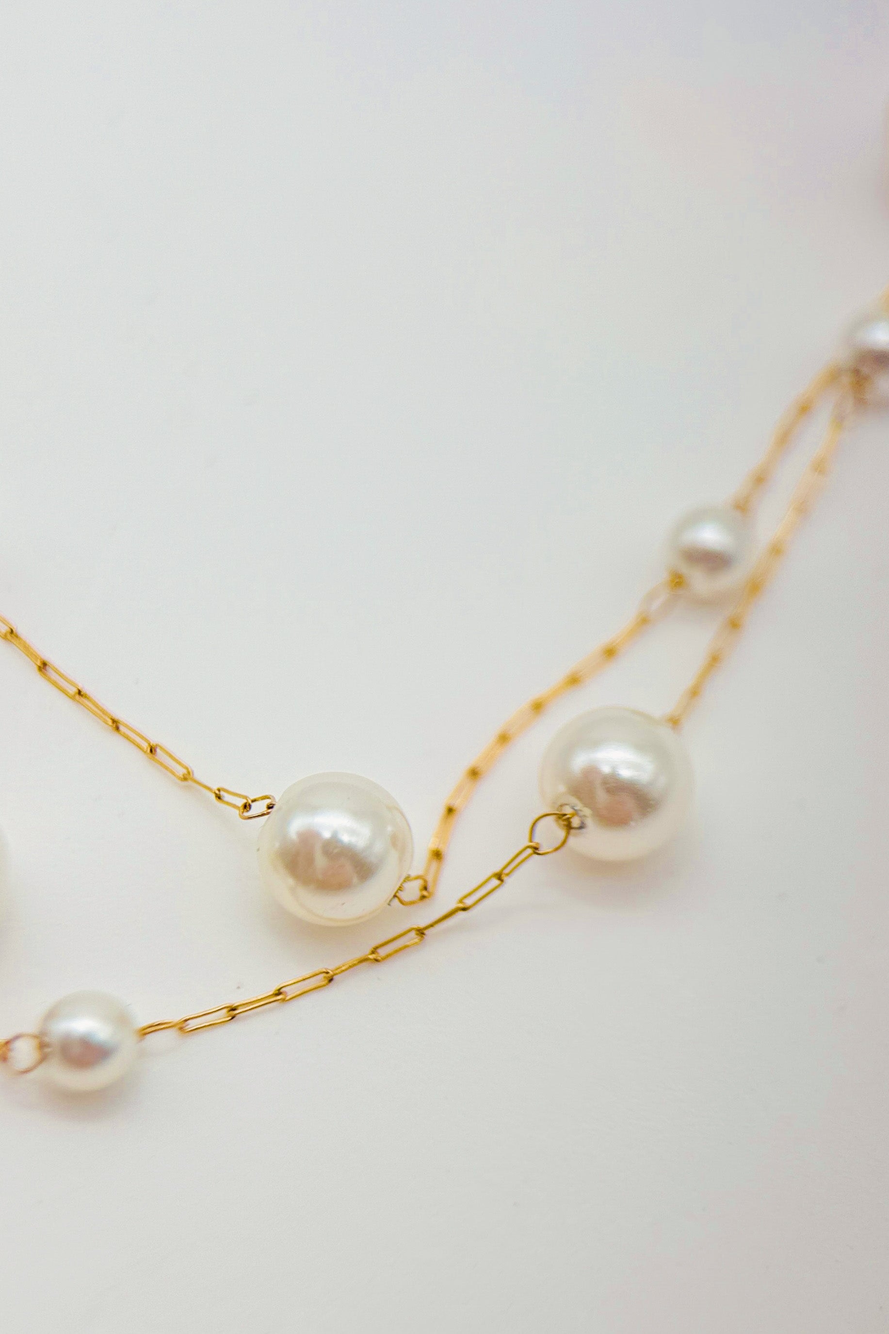 Floating Pearl Doubled Necklace