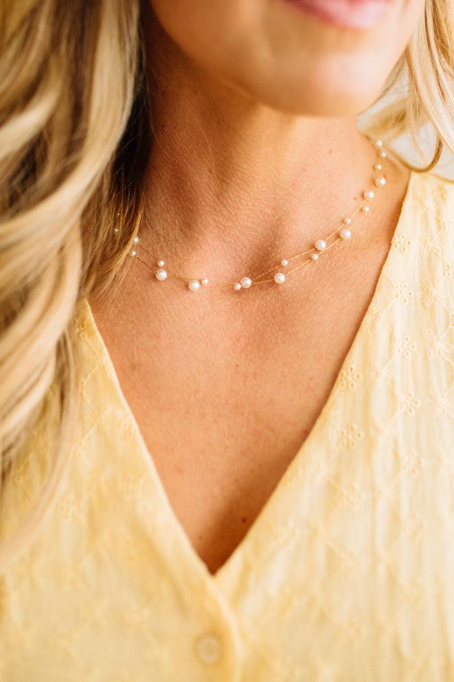 Floating Pearl Doubled Necklace