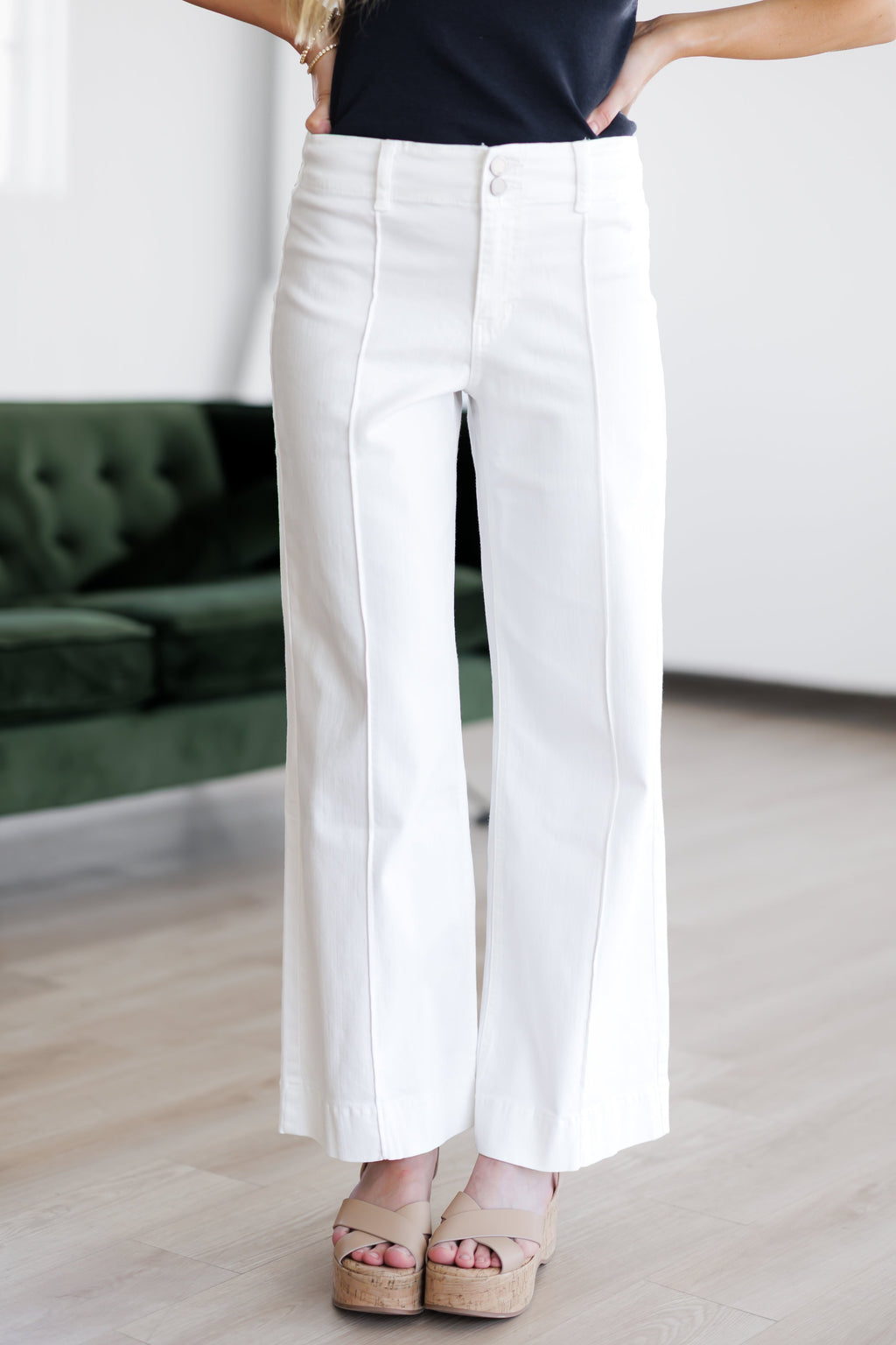 Nolan Pintuck Wide Leg Jeans