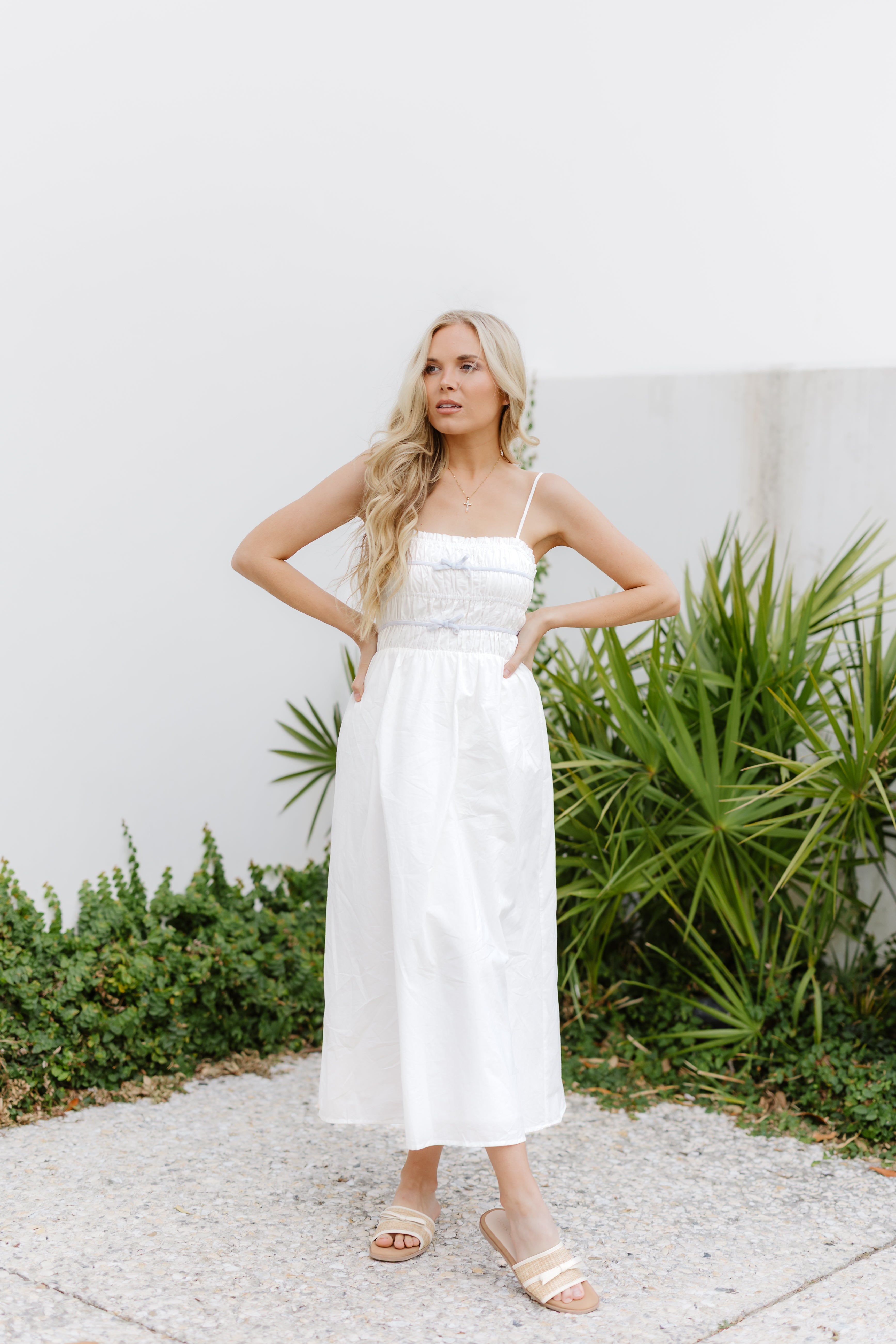 Katalina Dress-White/Blue