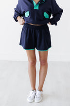 Never Settle Top & Shorts Set - Navy/Mint Green