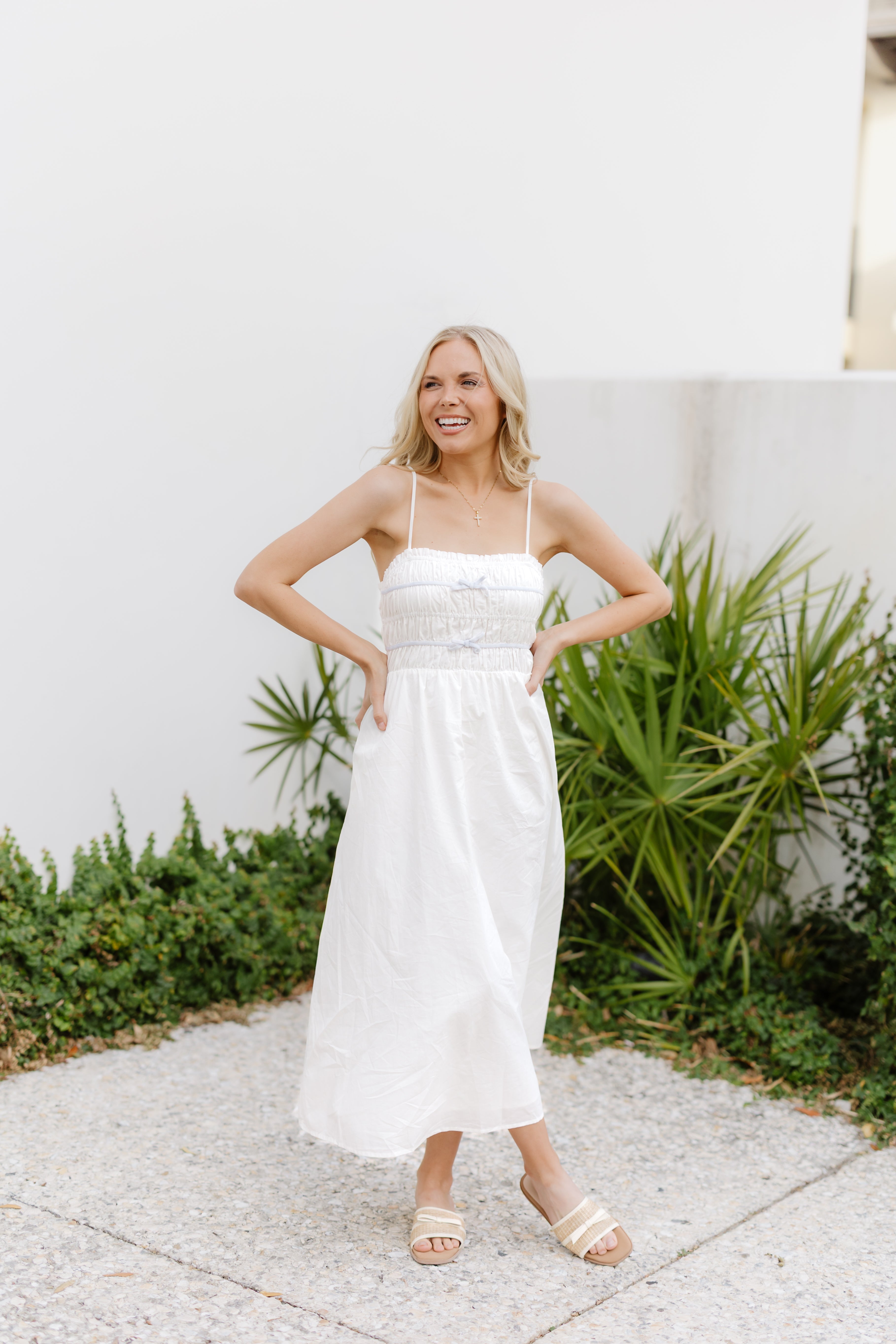 Katalina Dress-White/Blue