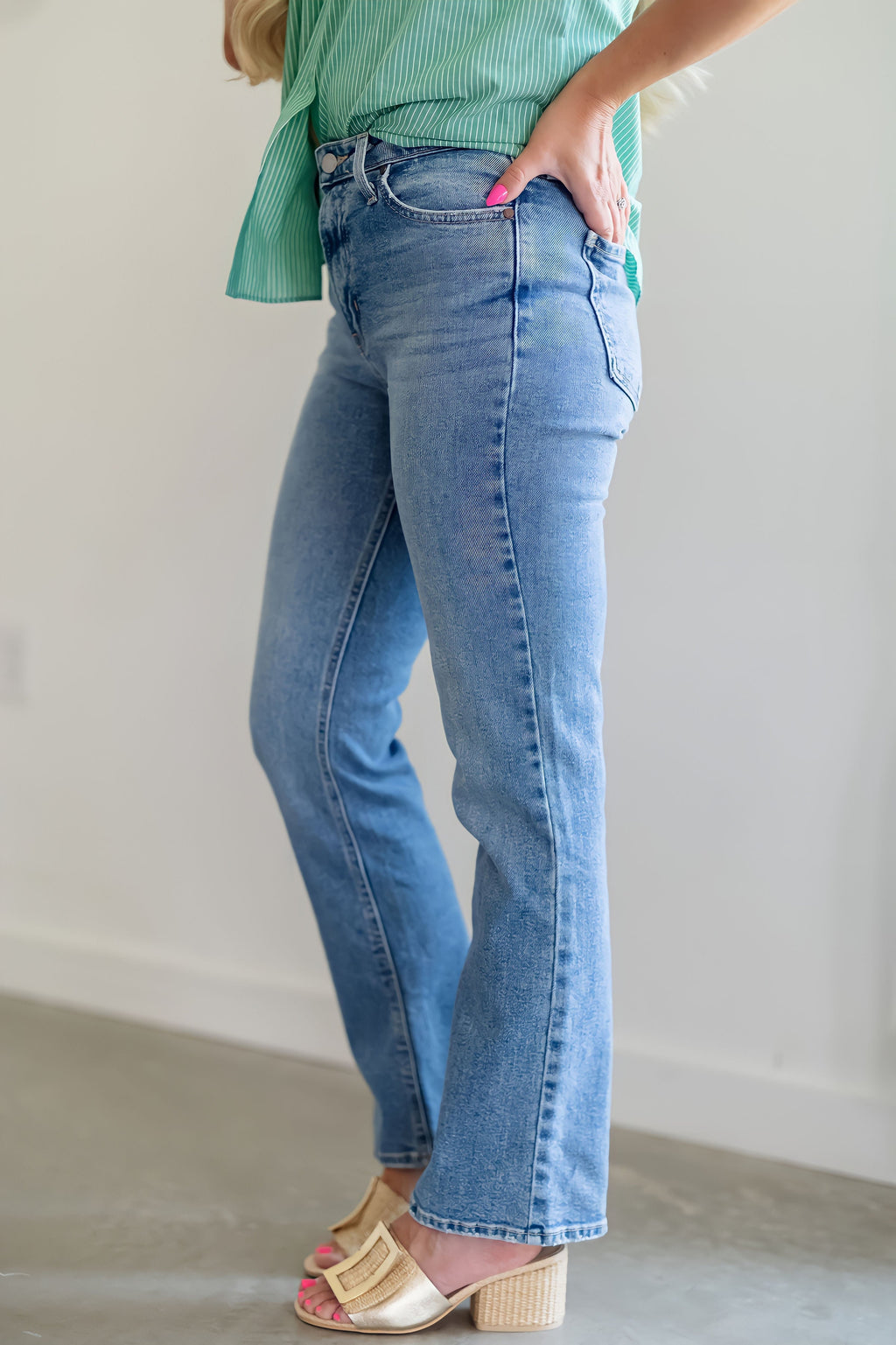 Saul Slim Cropped Bootcut Jeans - Medium Wash - FINAL SALE
