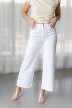 Ryan Scissor Cut Wide Leg Jeans - Optic White