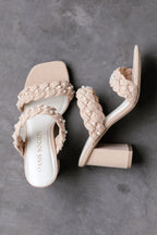 Oasis Society: Parisa Braided Pearl Heel Sandal - Apricot