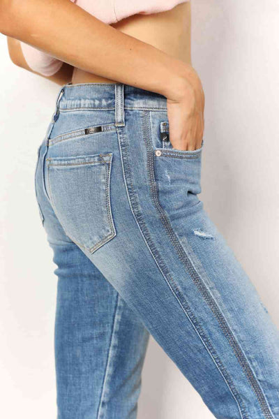 Kancan Full Size Mid Rise Slim Boyfriend Jeans